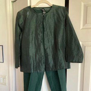 Eileen Fisher elegant top, shell and pants